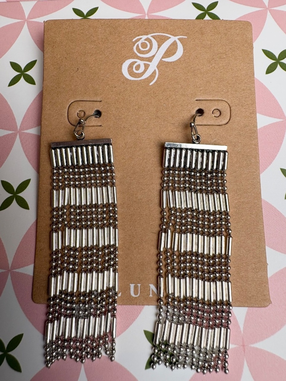 New Silver Beaded Dangle Earrings by Plunder Design - Picture 4 of 9